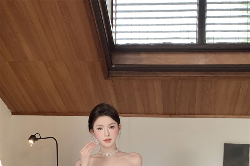 A-Line Mini Dress Striped Strapless