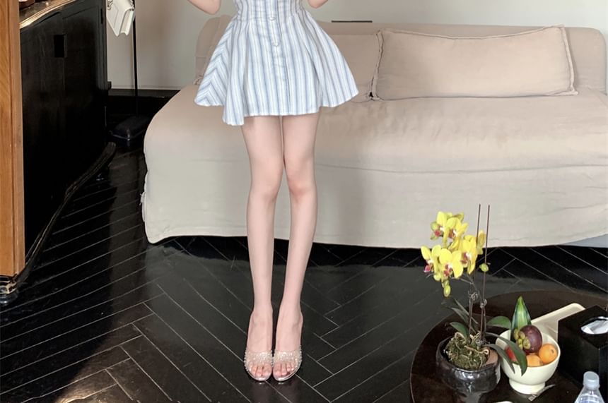 A-Line Mini Dress Striped Strapless