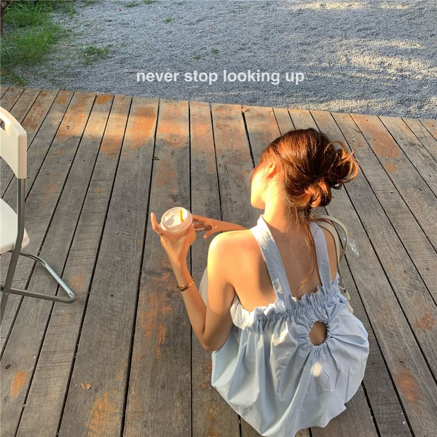 Keyhole Plain Balloon Top Ruffled Open Camisole Back