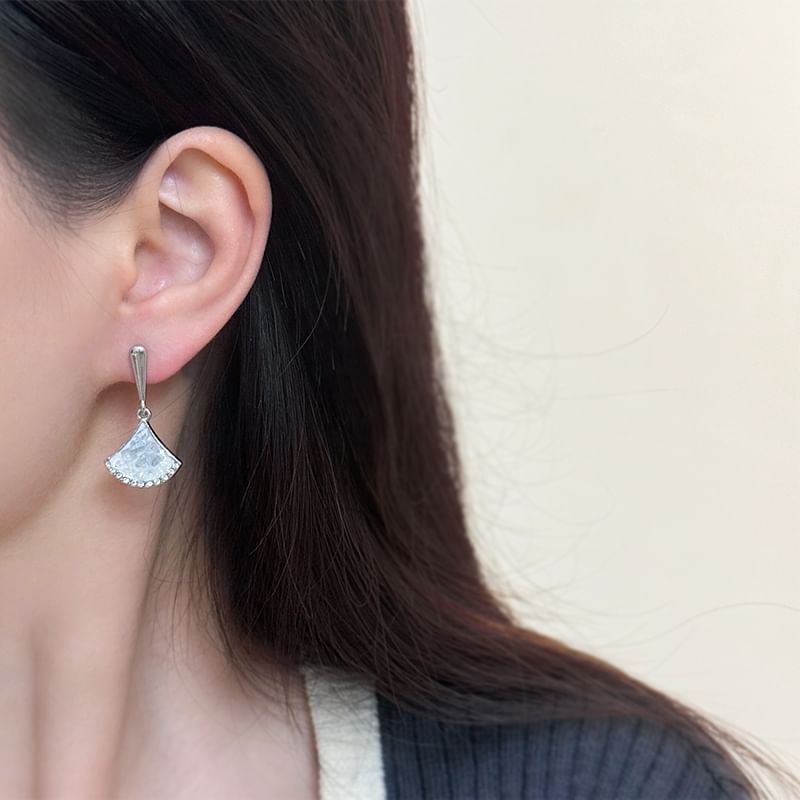 Drop Gingko Rhinestone Clip-On / Earring