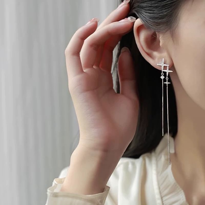 Earring Star Rhinestone Clip-On / Dangle