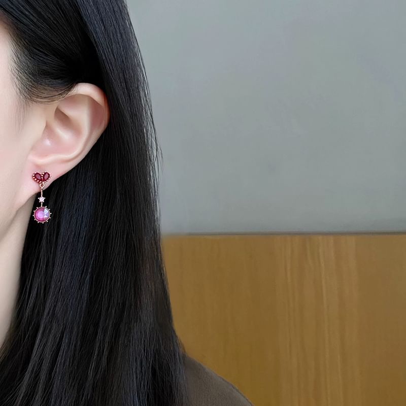 Drop Clip-On Earring / Heart Rhinestone