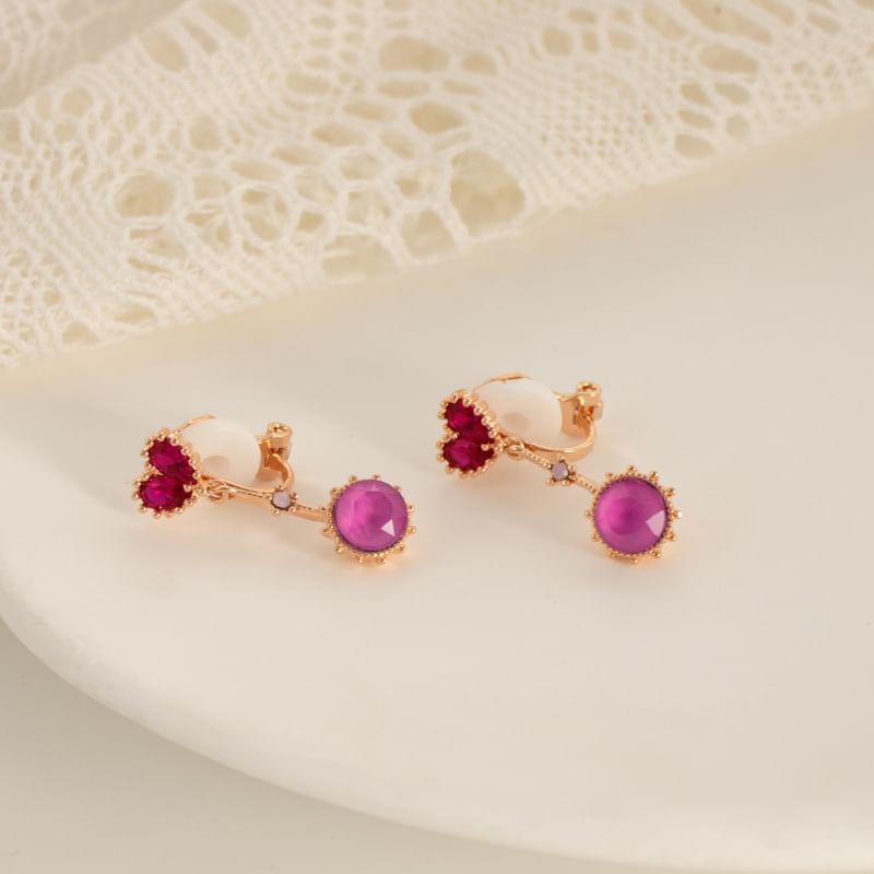 Drop Clip-On Earring / Heart Rhinestone