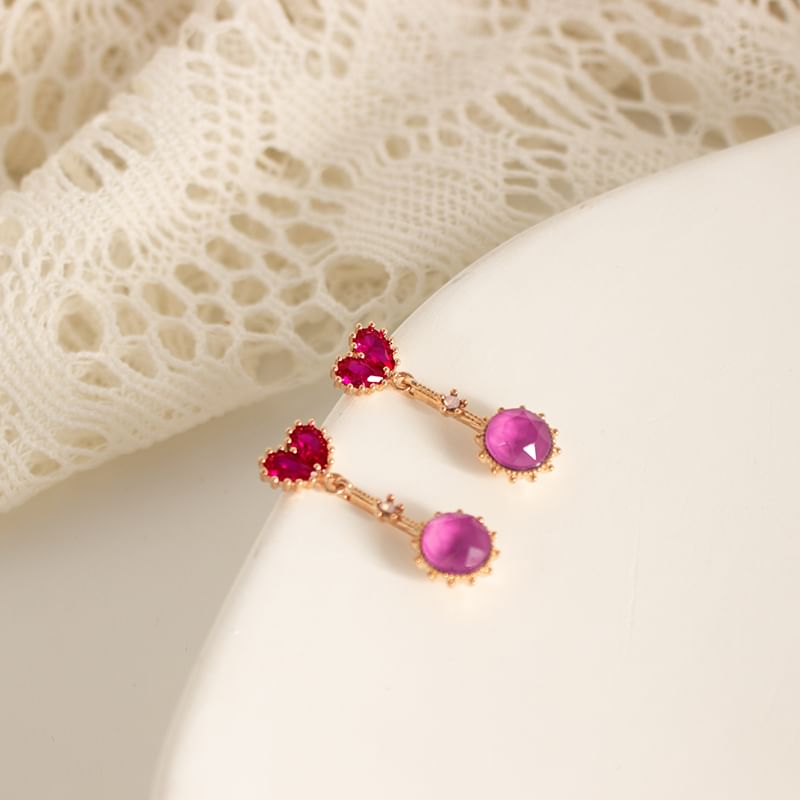 Drop Clip-On Earring / Heart Rhinestone