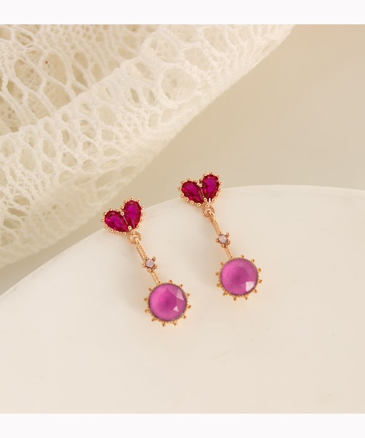 Drop Clip-On Earring / Heart Rhinestone
