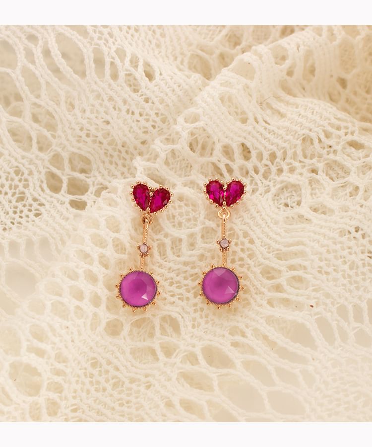 Drop Clip-On Earring / Heart Rhinestone