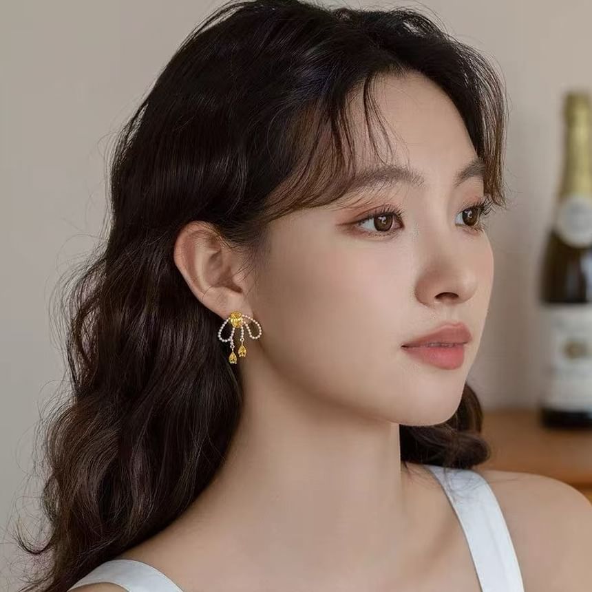 Bow Earring Stud Beaded