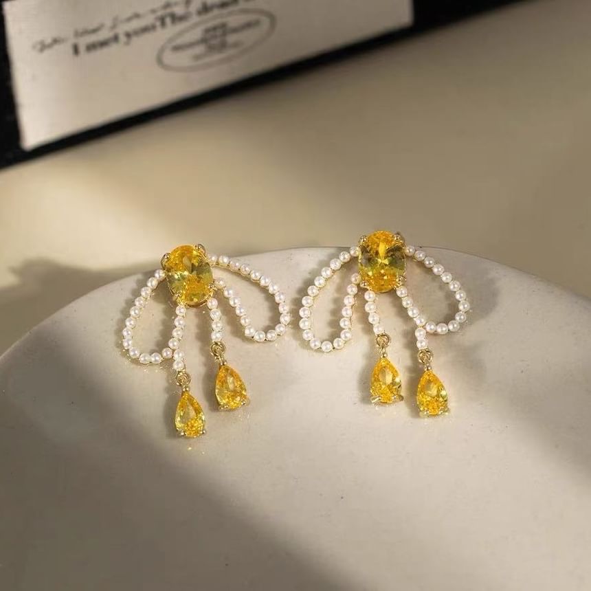 Bow Earring Stud Beaded