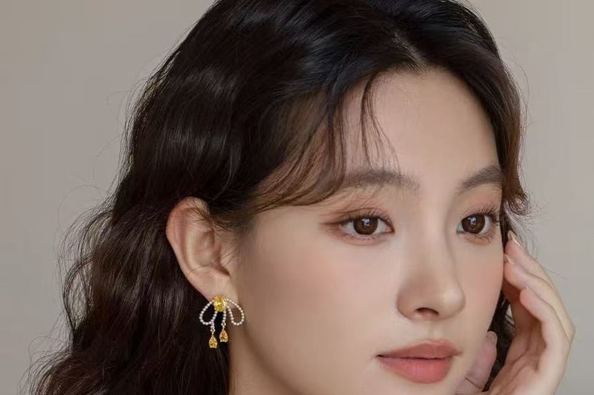 Bow Earring Stud Beaded