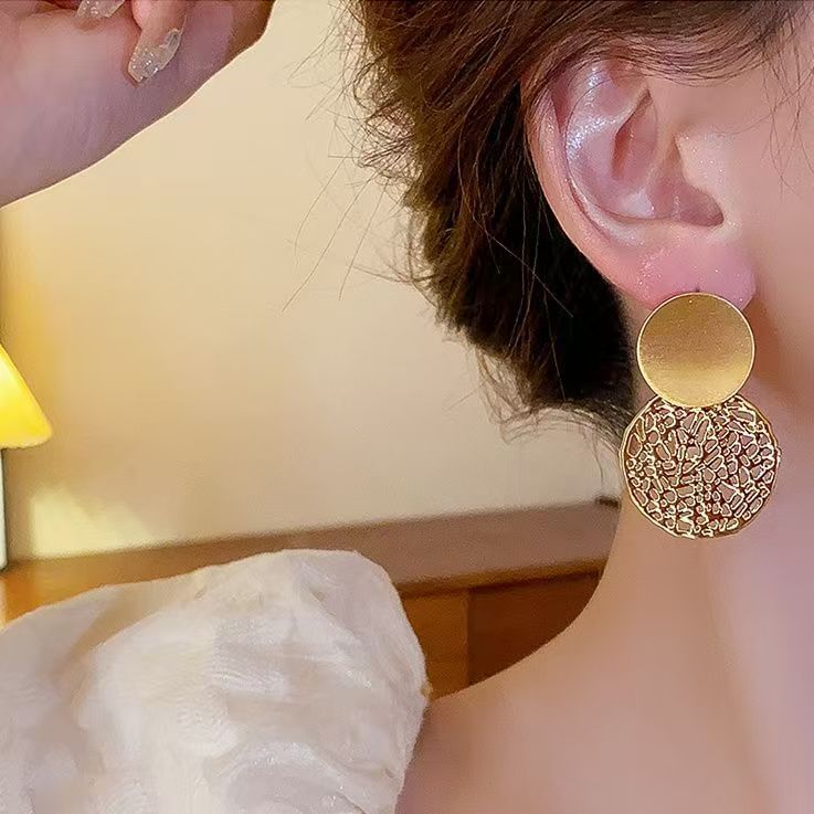 Drop Double Disc Earring
