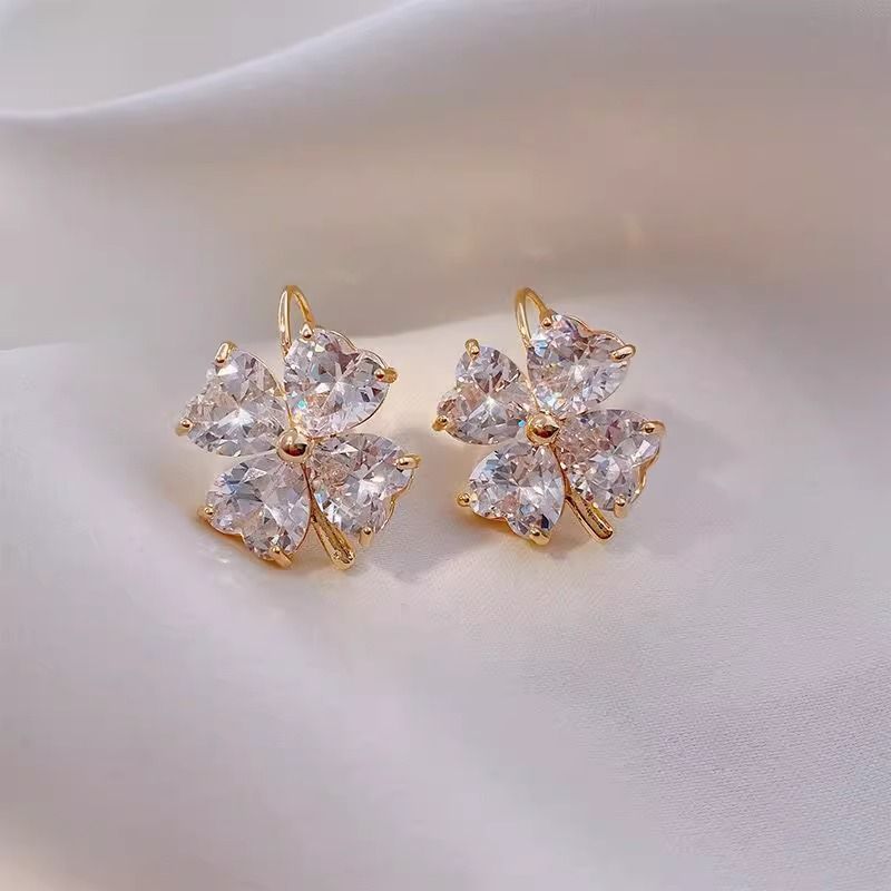 Drop Earring Zirconia Clover Cubic
