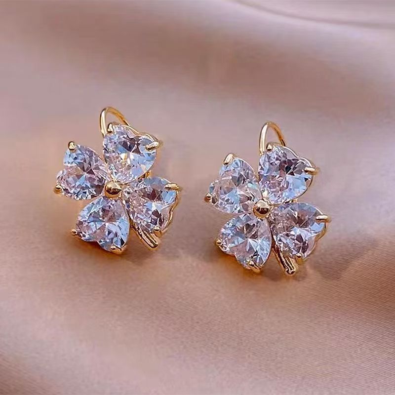 Drop Earring Zirconia Clover Cubic