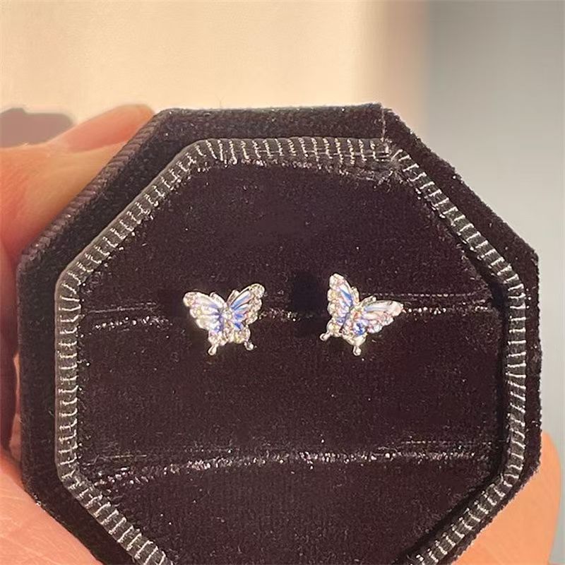 Stud Earring Rhinestone Butterfly