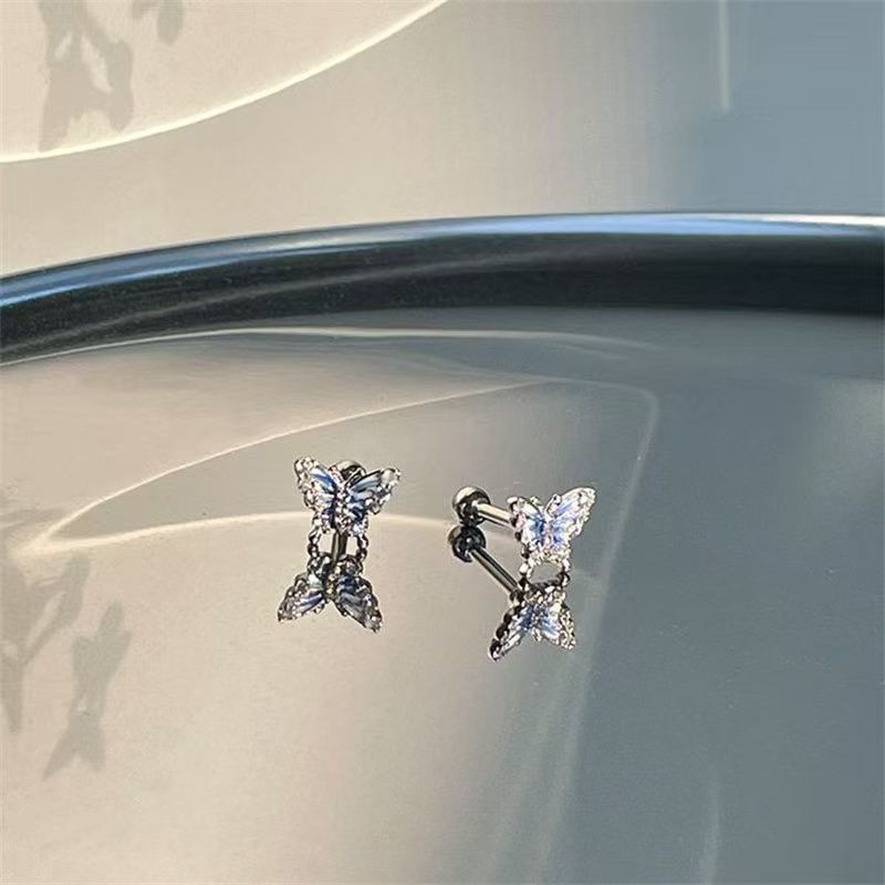 Stud Earring Rhinestone Butterfly