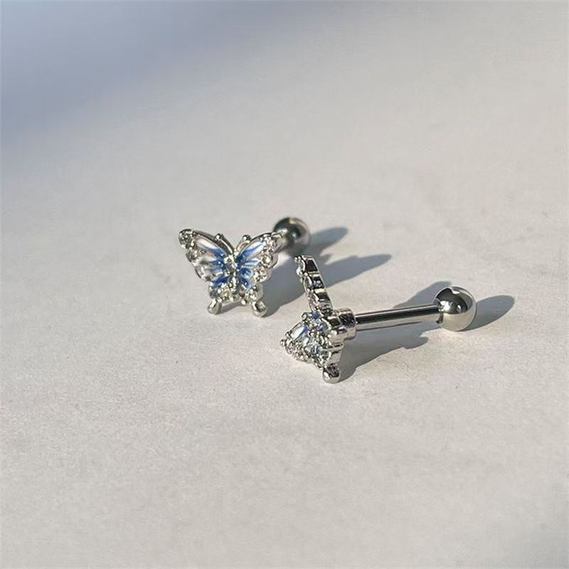Stud Earring Rhinestone Butterfly