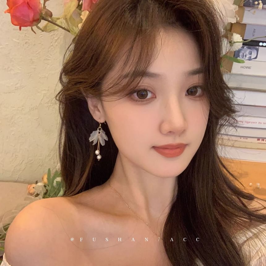 Flower Pearl Faux Earring Drop