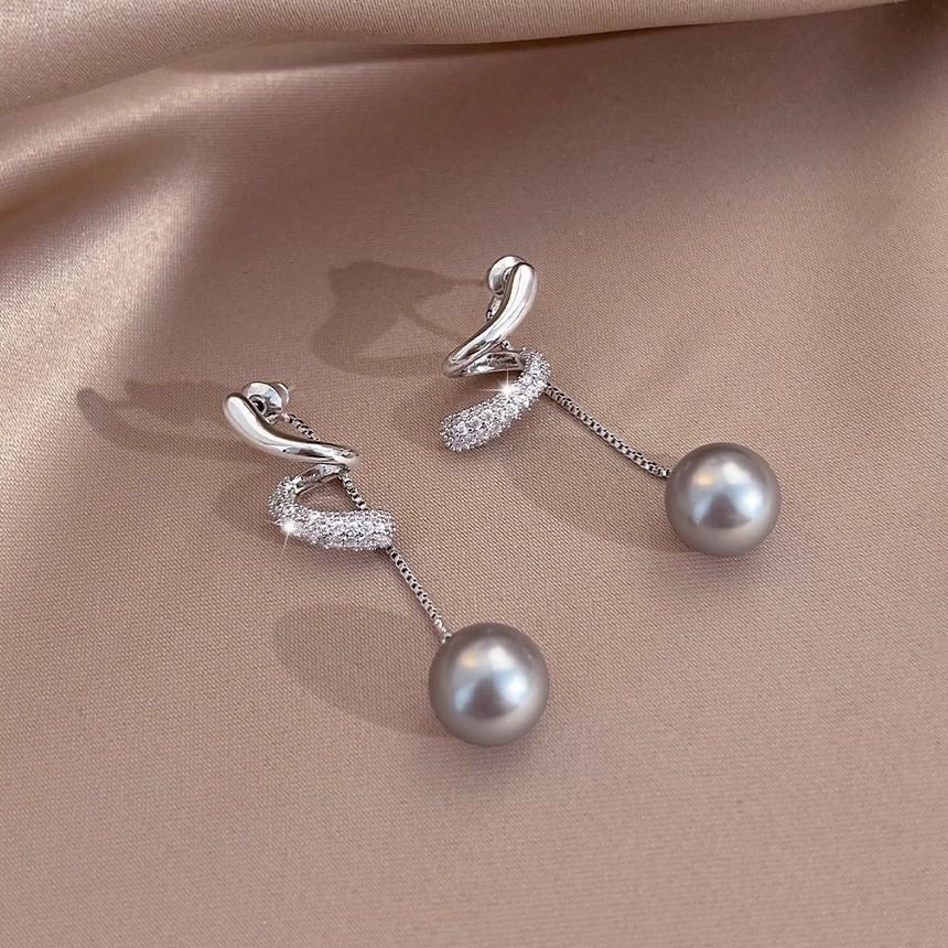 Earring Rhinestone Dangle Pearl Faux