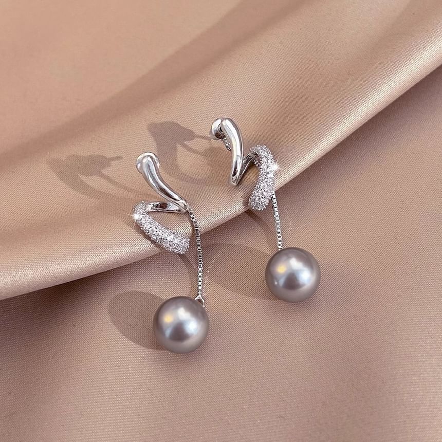 Earring Rhinestone Dangle Pearl Faux