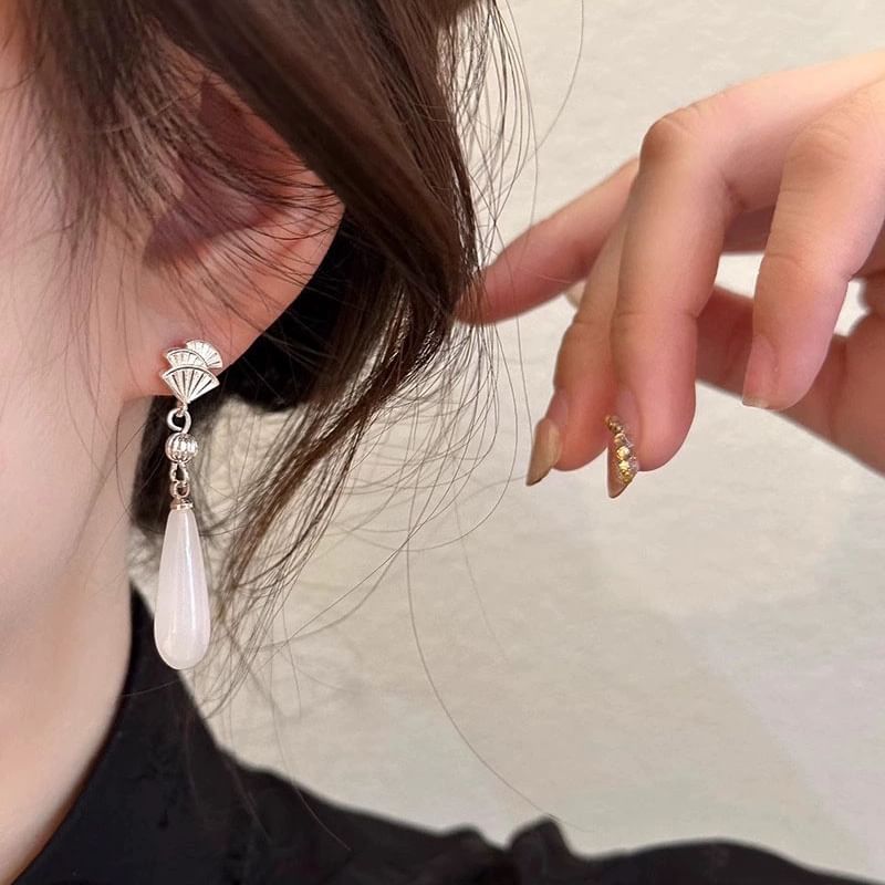 (Various Fan Cuff Ear Alloy / Designs) Gemstone Drop Faux Rhinestone Earring