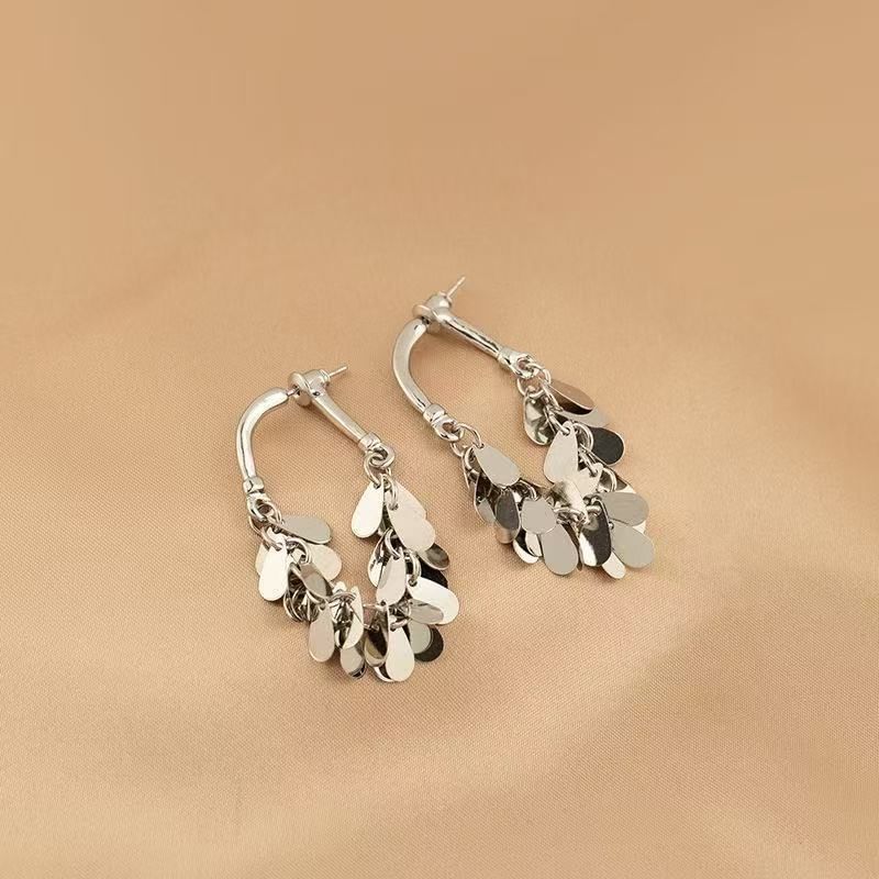 Earring Fringed Disc Dangle Alloy