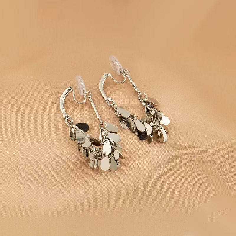 Earring Fringed Disc Dangle Alloy