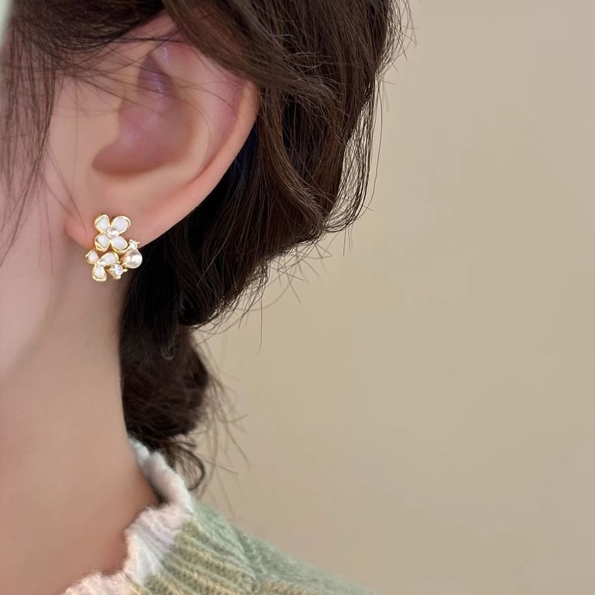 Cuff Alloy Pearl Stud / Earring Faux Floral Ear
