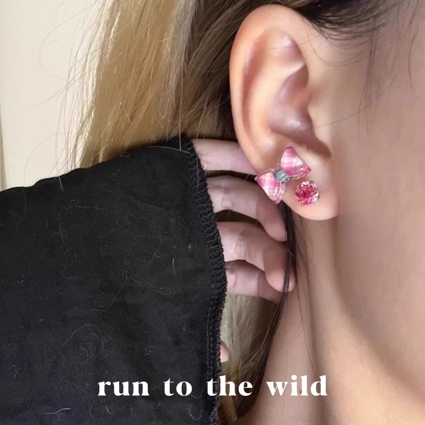 Earring Bow Rose Alloy