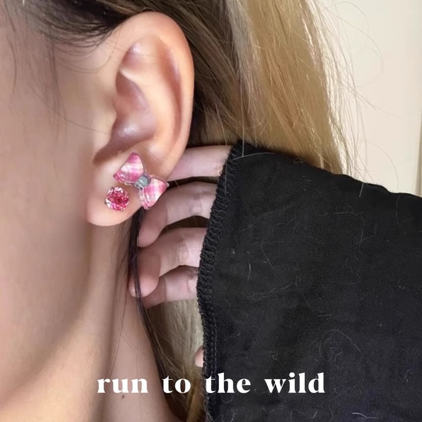 Earring Bow Rose Alloy