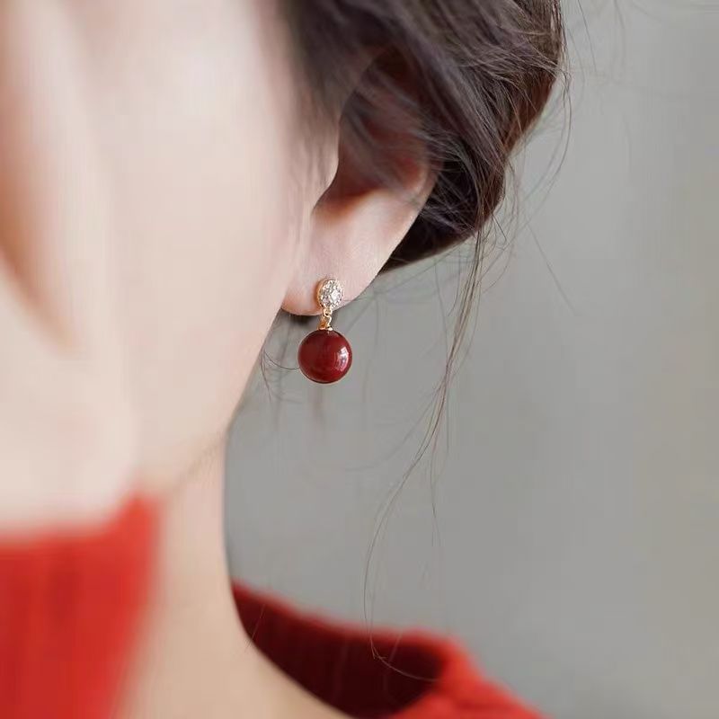 Drop Alloy Rhinestone Bead Earring