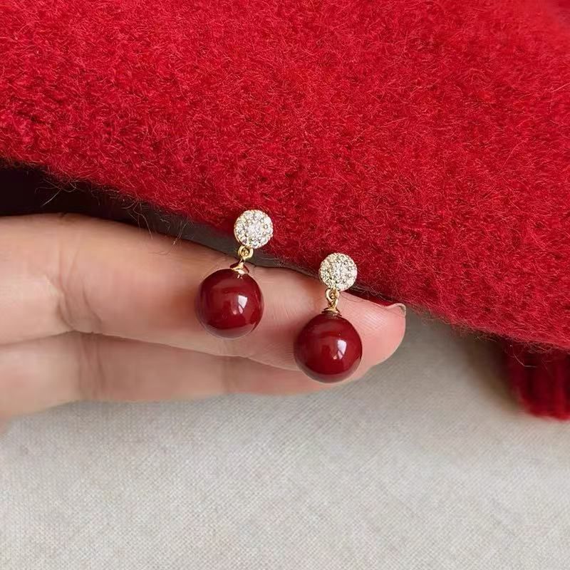 Drop Alloy Rhinestone Bead Earring