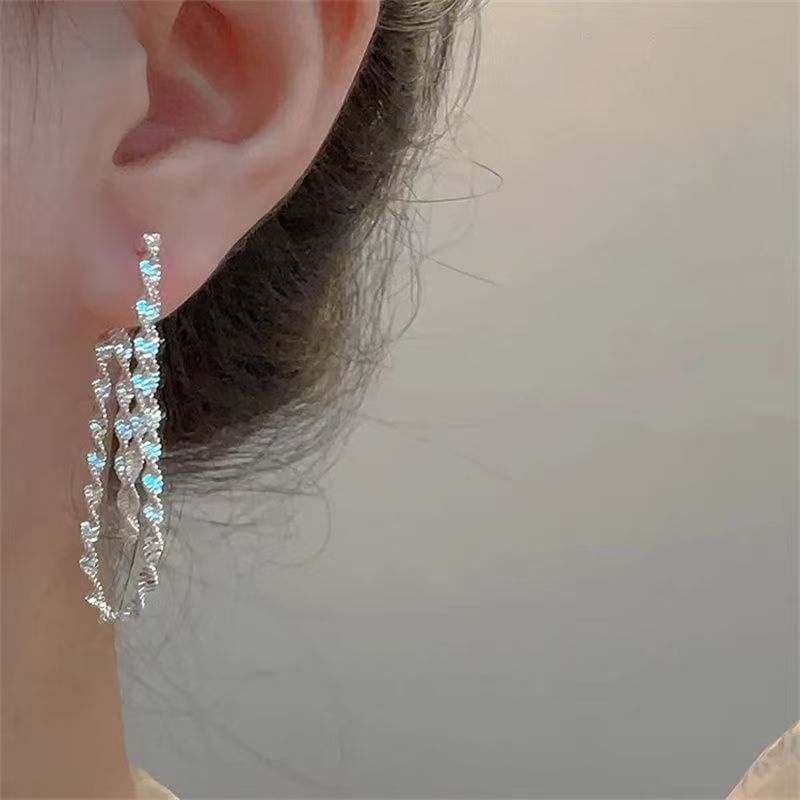 Earring Alloy Hoop Helical Layered