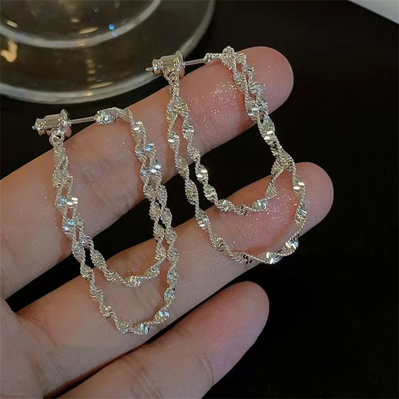 Earring Alloy Hoop Helical Layered
