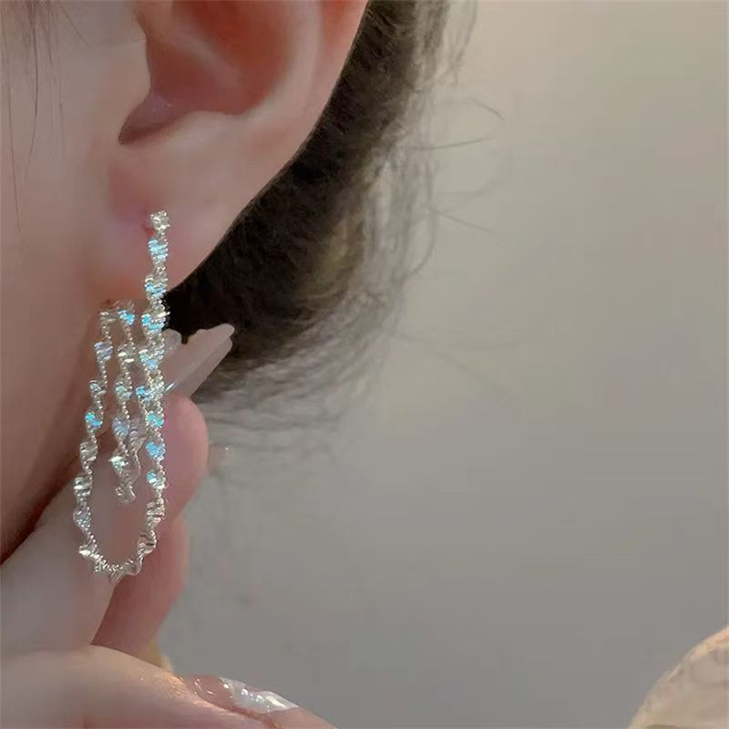 Earring Alloy Hoop Helical Layered