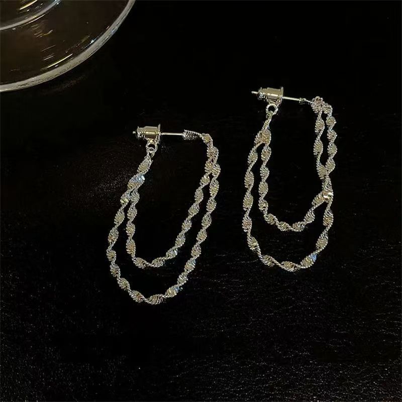 Earring Alloy Hoop Helical Layered