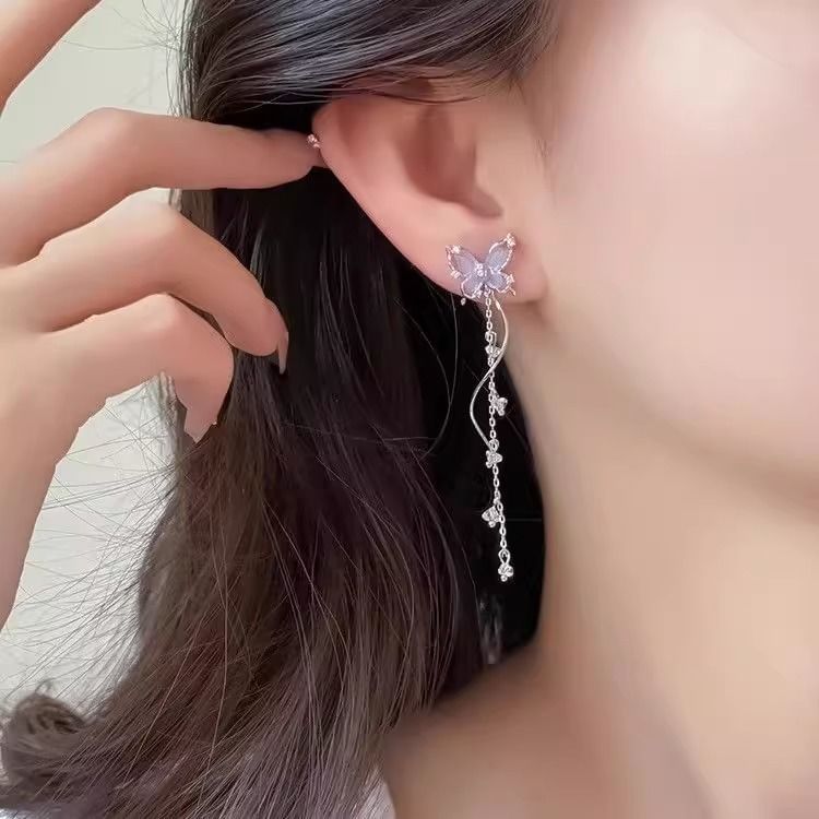 Earring Dangle Butterfly Alloy