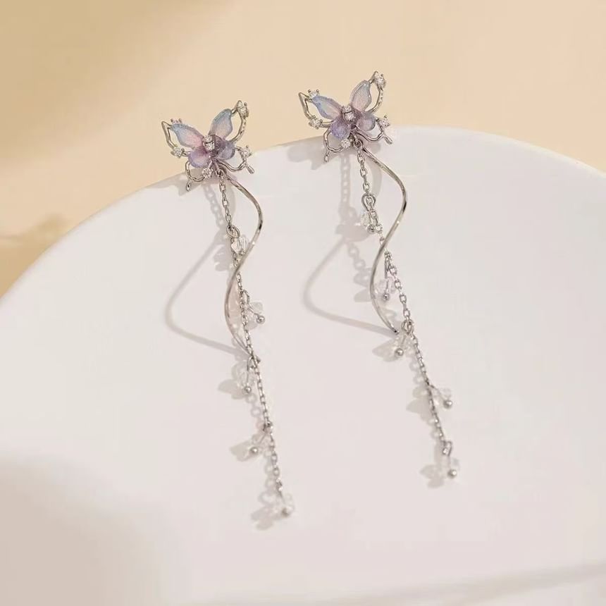 Earring Dangle Butterfly Alloy