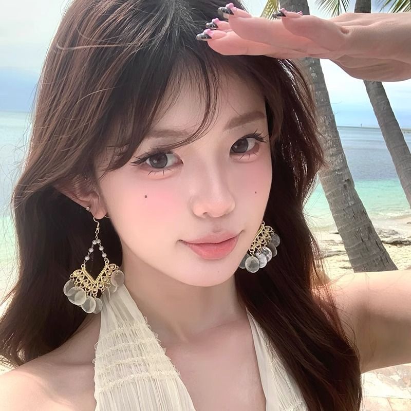 Shell Earring Chandelier Disc Alloy