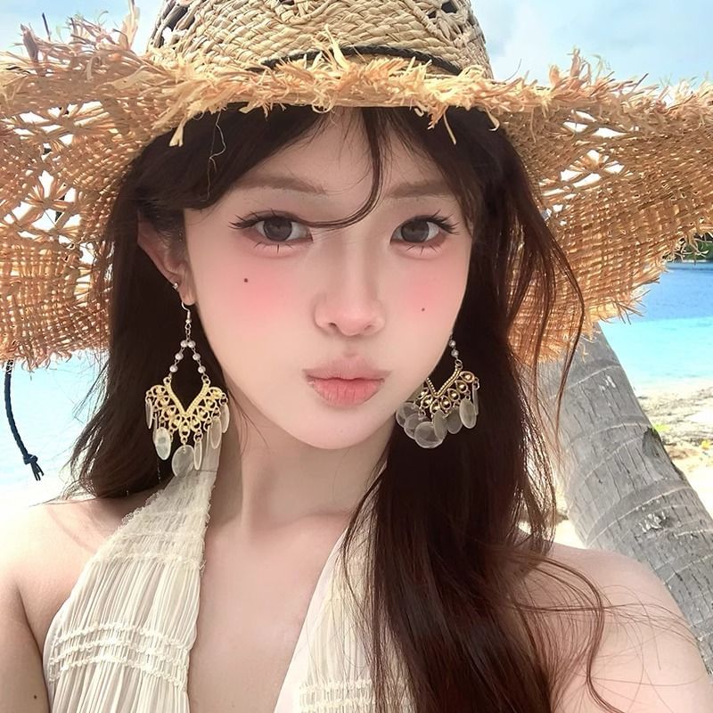 Shell Earring Chandelier Disc Alloy