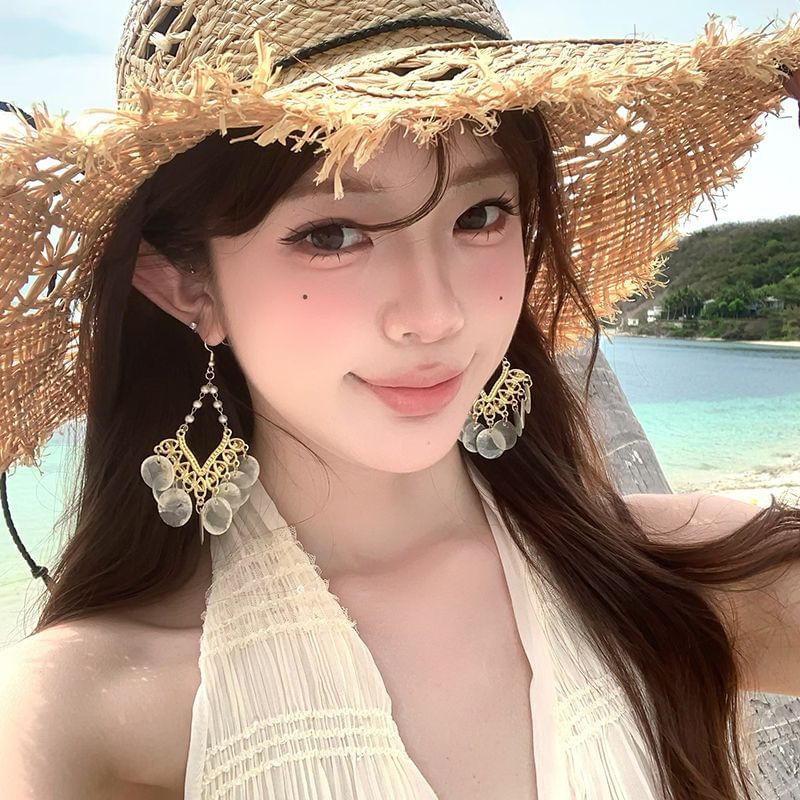 Shell Earring Chandelier Disc Alloy