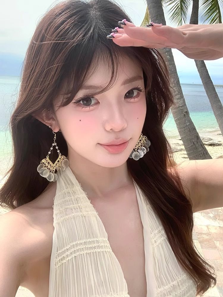 Shell Earring Chandelier Disc Alloy