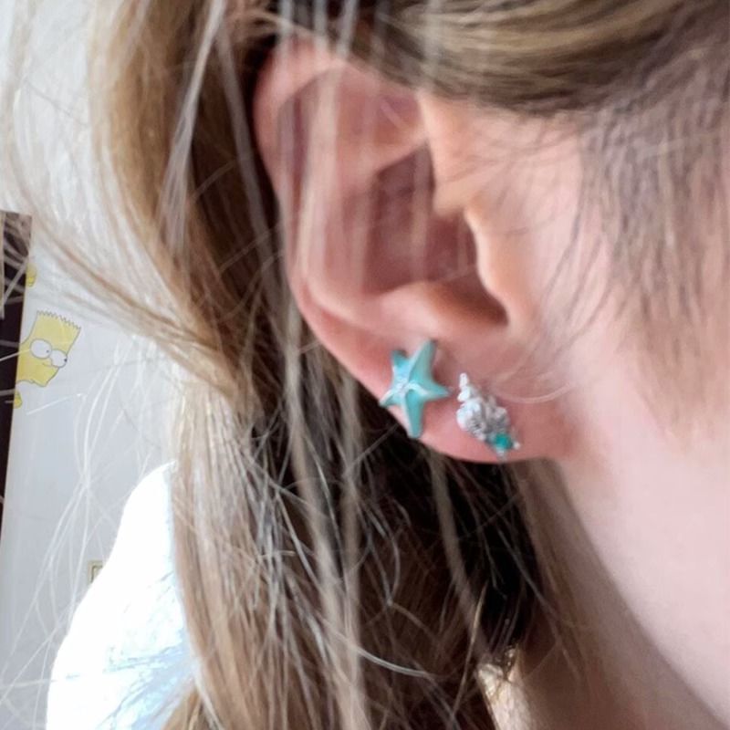 Asymmetrical Alloy Earring Stud Starfish