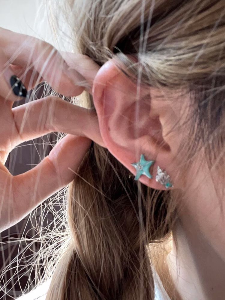 Asymmetrical Alloy Earring Stud Starfish