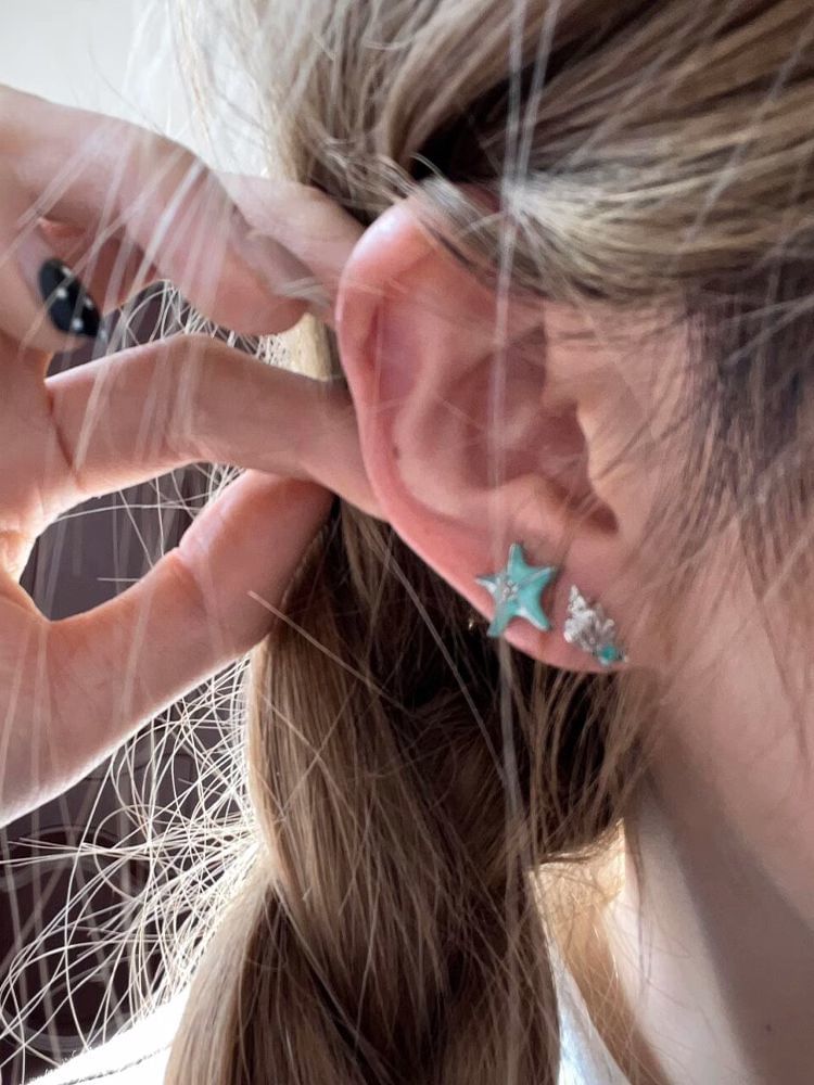 Asymmetrical Alloy Earring Stud Starfish