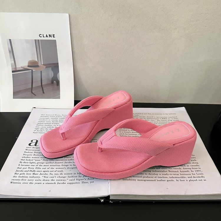 Toe Heel Thong Wedge Sandals Square