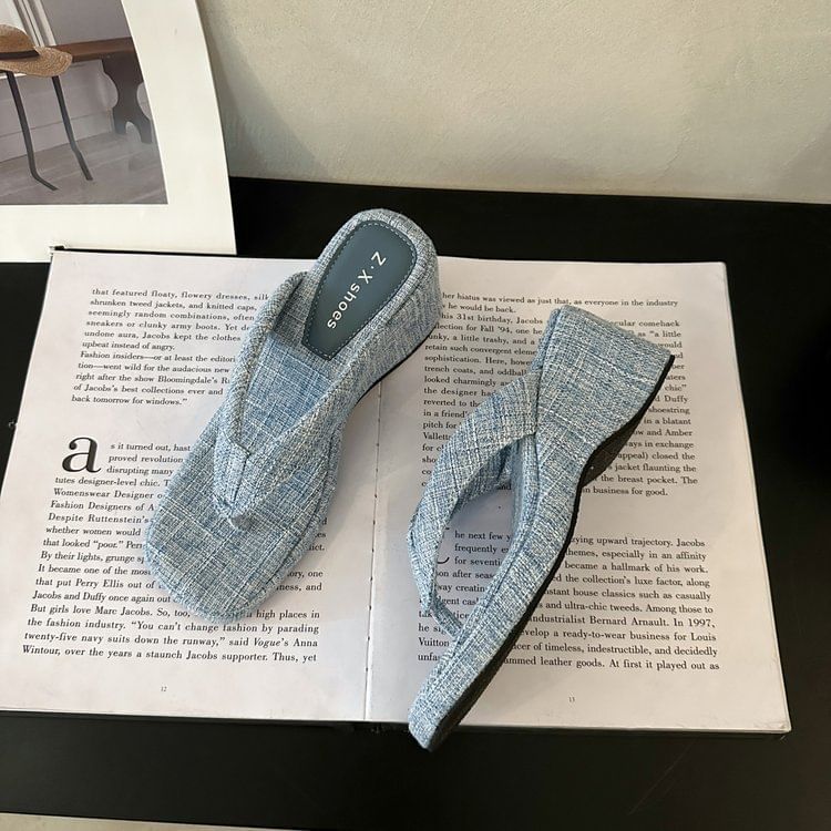 Toe Heel Thong Wedge Sandals Square