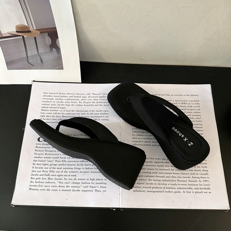 Toe Heel Thong Wedge Sandals Square