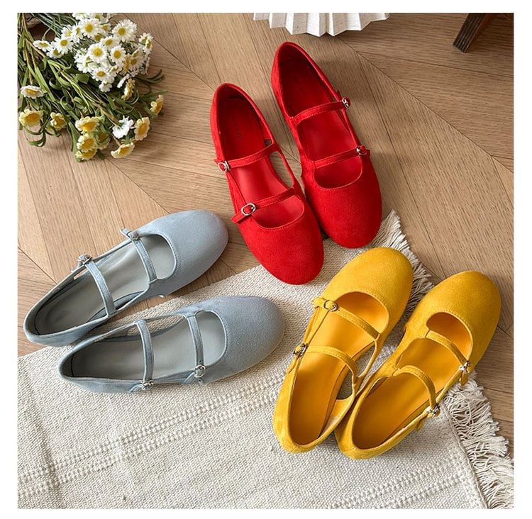 Plain Mary Faux Suede Jane Shoes Cutout