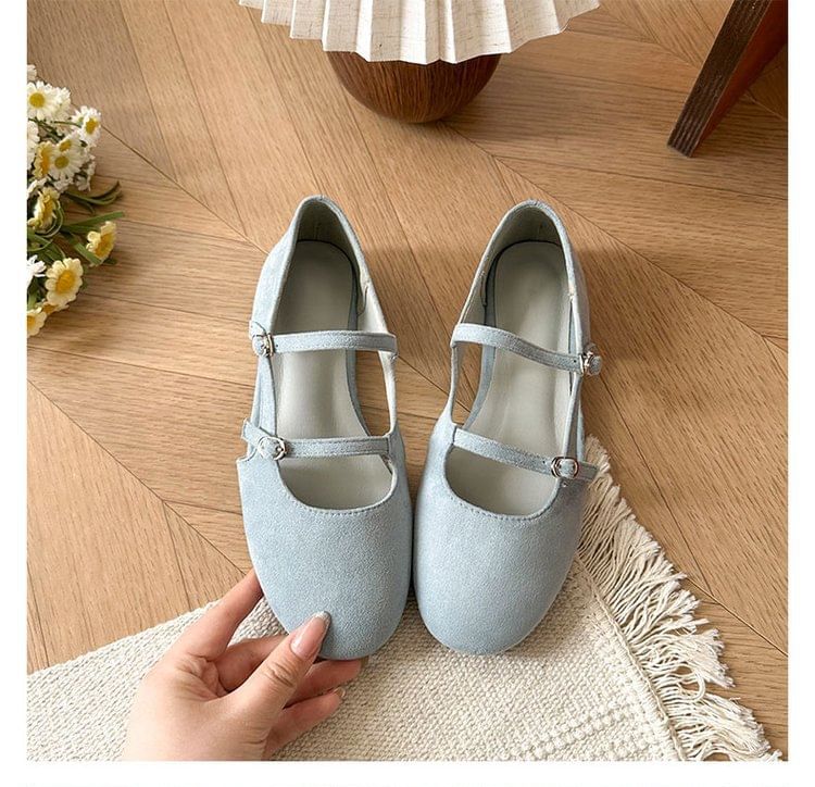Plain Mary Faux Suede Jane Shoes Cutout