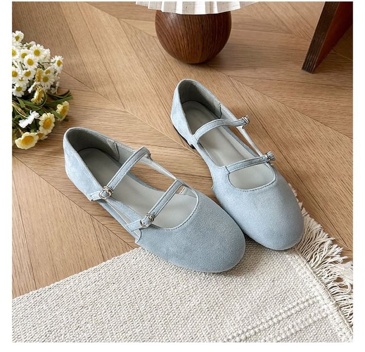 Plain Mary Faux Suede Jane Shoes Cutout