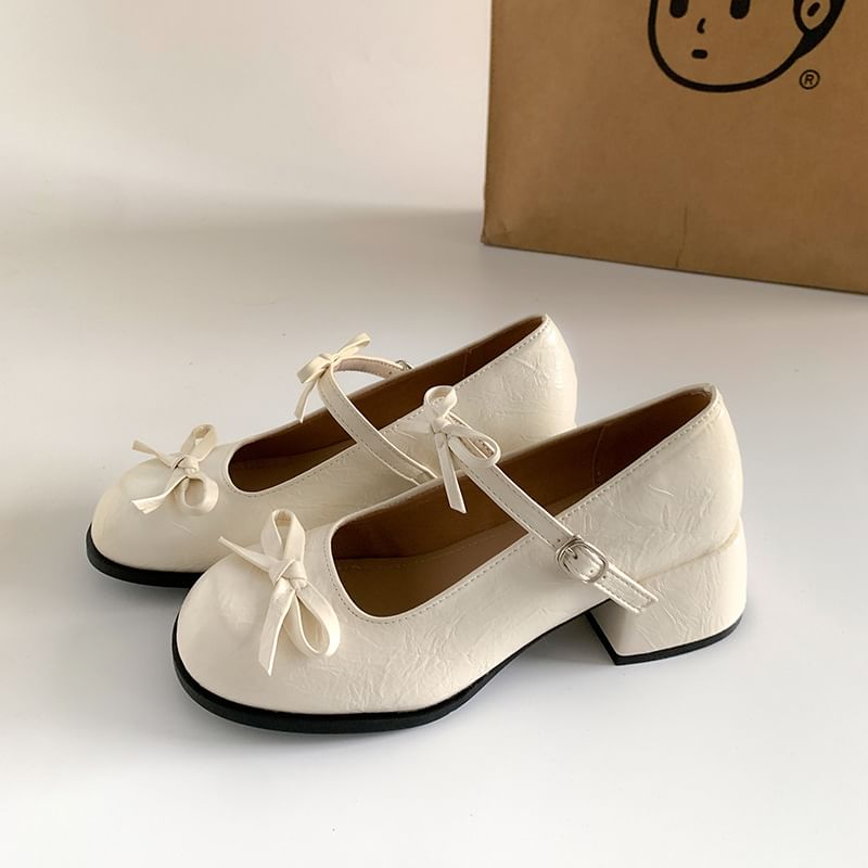 Heel Ribbon Accent Block Jane Pumps Mary